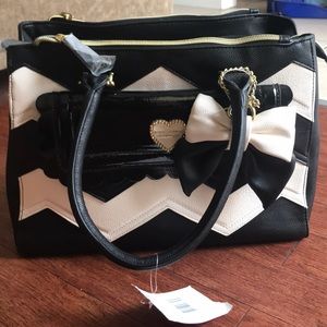 Betsey Johnson Black and White Satchel